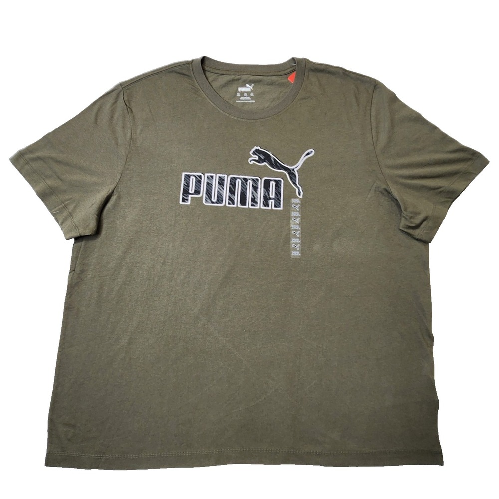 PUMA Essentials Logo Crew Neck Short Sleeve T-Shirt Mens Green Casual Tee OEM